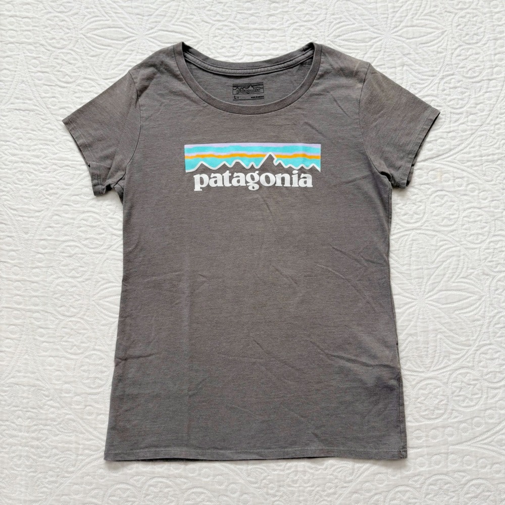 Patagonia Girls' P-6 Logo‎ T-Shirt, Gray (Sz L / 12)
